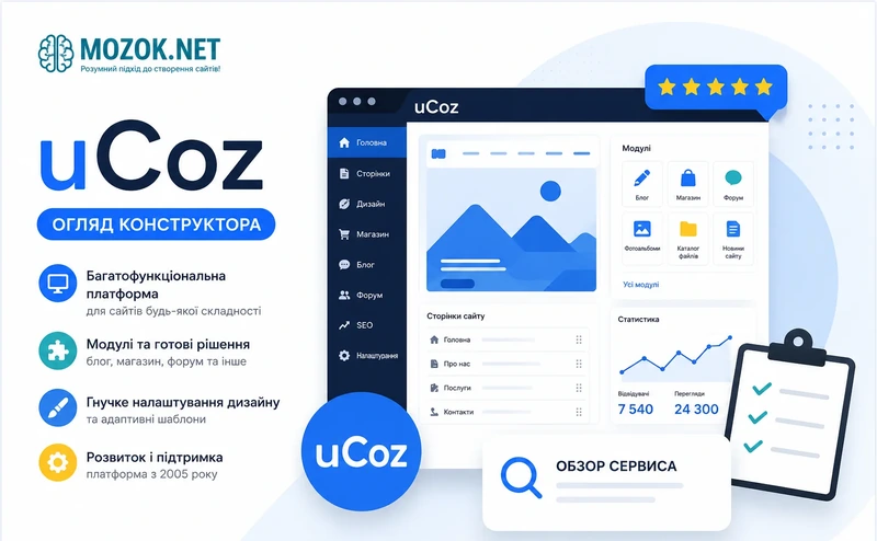 Огляд конструктора сайтів uCoz