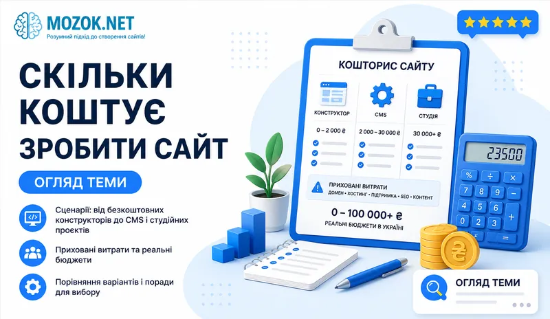 Скільки коштує створити сайт у 2026 році: ціни в Україні