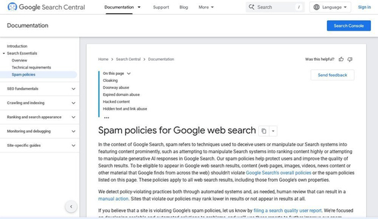 Правила Google щодо спаму в пошуку, розділ про посилання