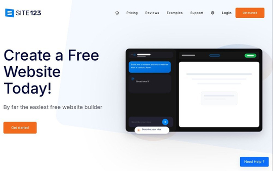 Головна сторінка конструктора SITE123